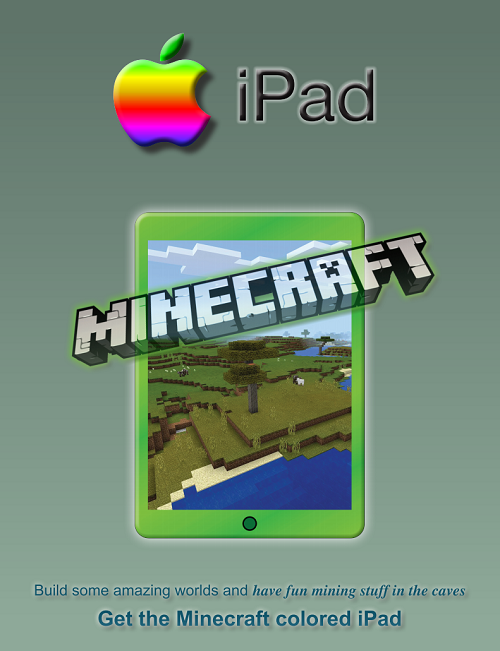 green minecraft poster with ipad
